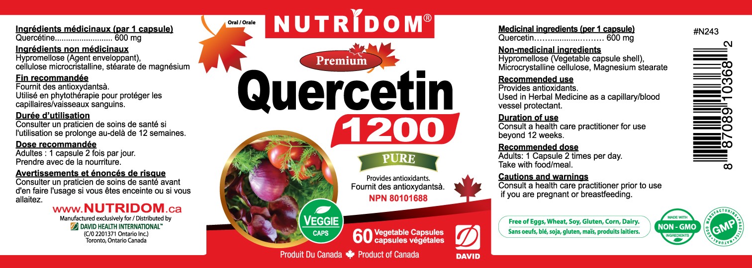 Nutridom Quercetin 600mg, 60 Veggie Capsules